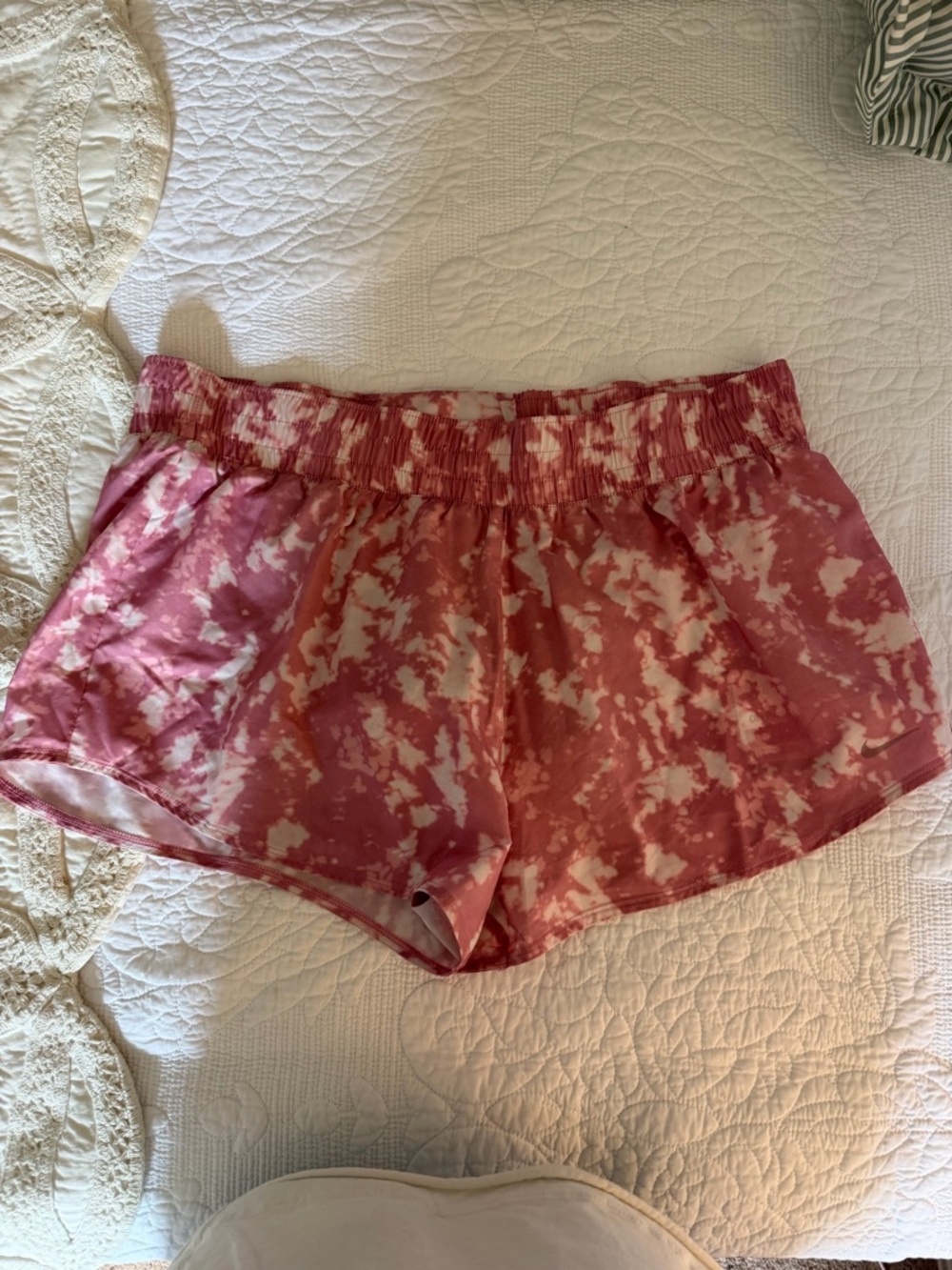 Nike Pink Tie-Dye Athletic Shorts with Elastic Waistband